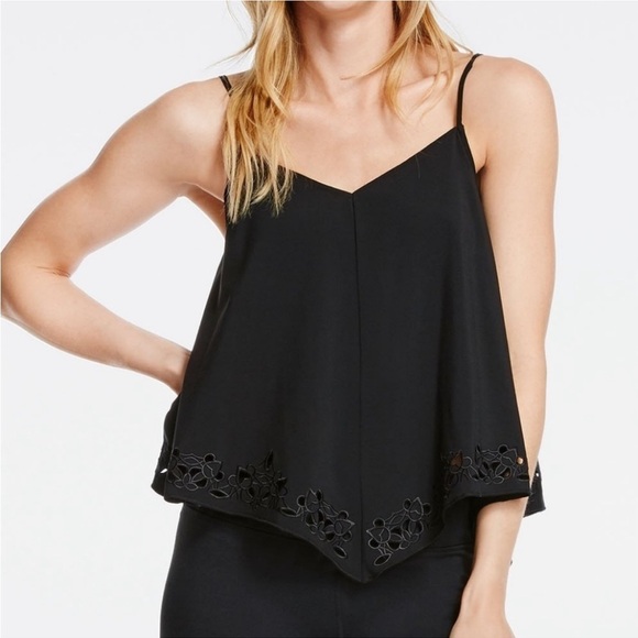 FABLETICS • Women’s Brice Tank Top In Black Eyelet Hem Detail Size Medium - Picture 1 of 7